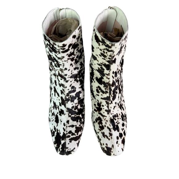 J.Crew Roxie Zip-Back Ankle Boots Calf Hair Snow Pony Animal Print Cream Black 6 - Picture 4 of 14